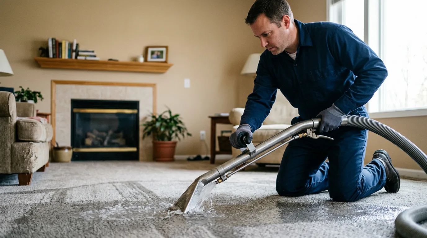 Water damage restoration technician working near Howland, ME